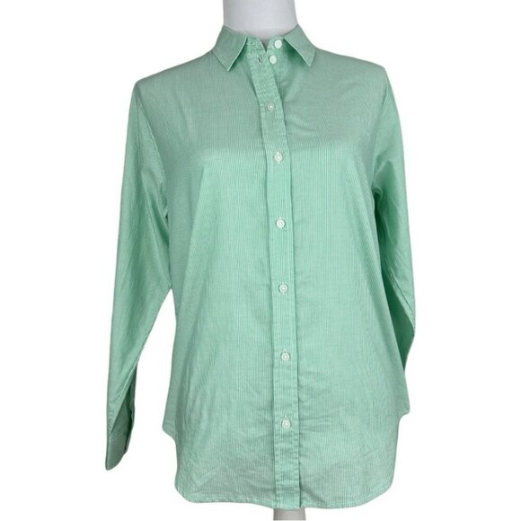 Everlane Women’s NWT Green Striped The Silky Cotton‎ Relaxed Career Shirt 0/C38 - Picture 1 of 14